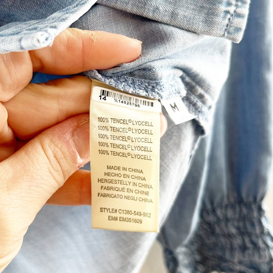 Cloth & Stone by Anthropologie Long Sleeve Button-Up Chambray Shirt Blue Medium