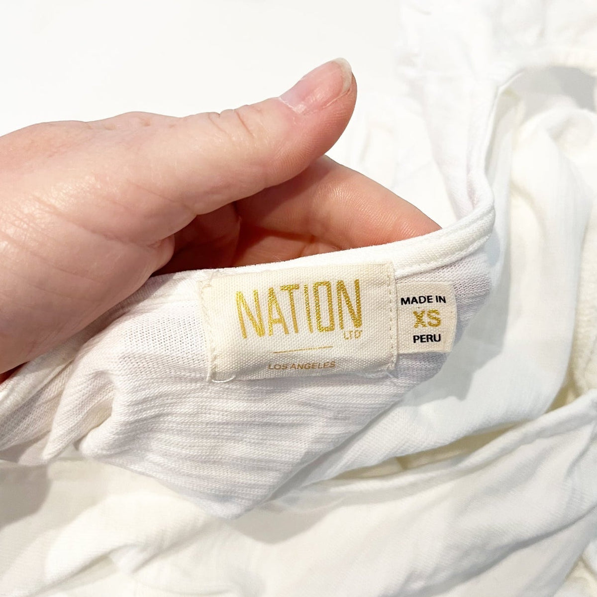 Nation LTD Giada Puff Sleeve V-Neck Gathered Blouse Top Optic White XS