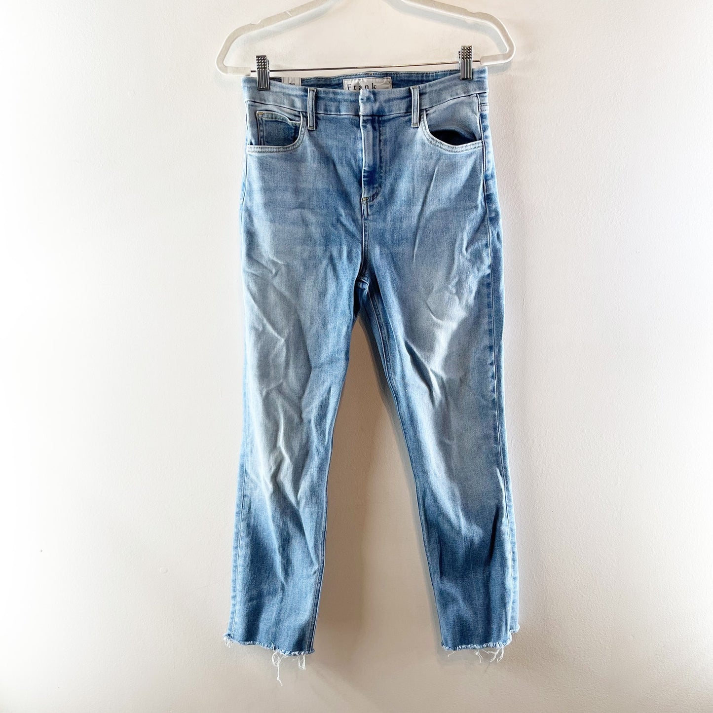 Frank & Eileen Derry Italian Dream Denim Frayed Hem Slim Sraight Jeans Blue 29