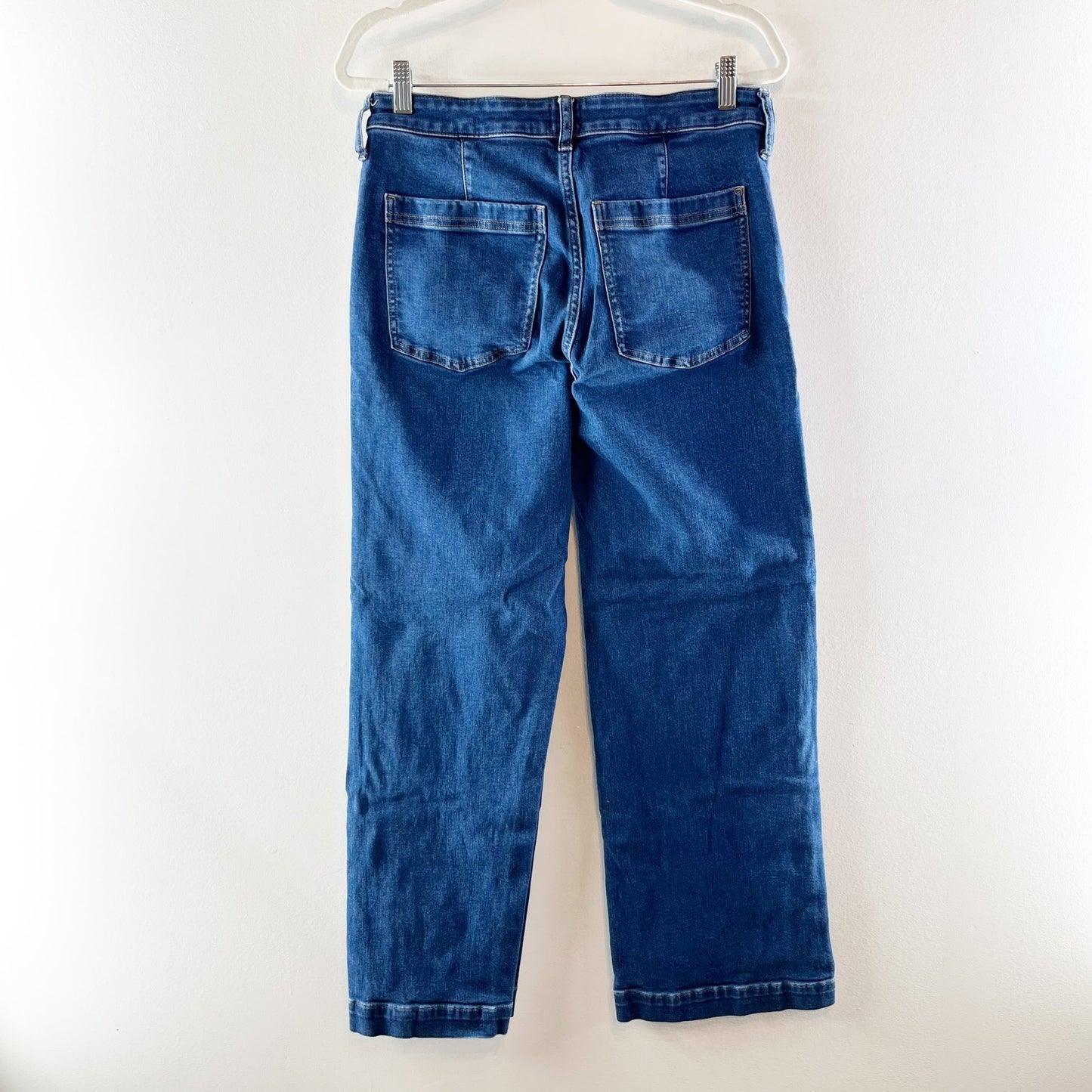 J. Crew High Rise Trouser Wide Leg Jeans Dark Wash Blue 30 / 10