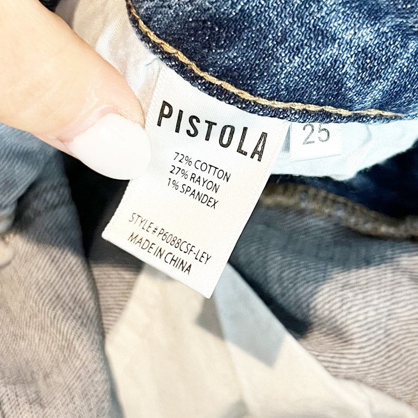 Pistola Lennon High-Waisted Distressed Denim Cropped Bootcut Jean Leyton Wash 25