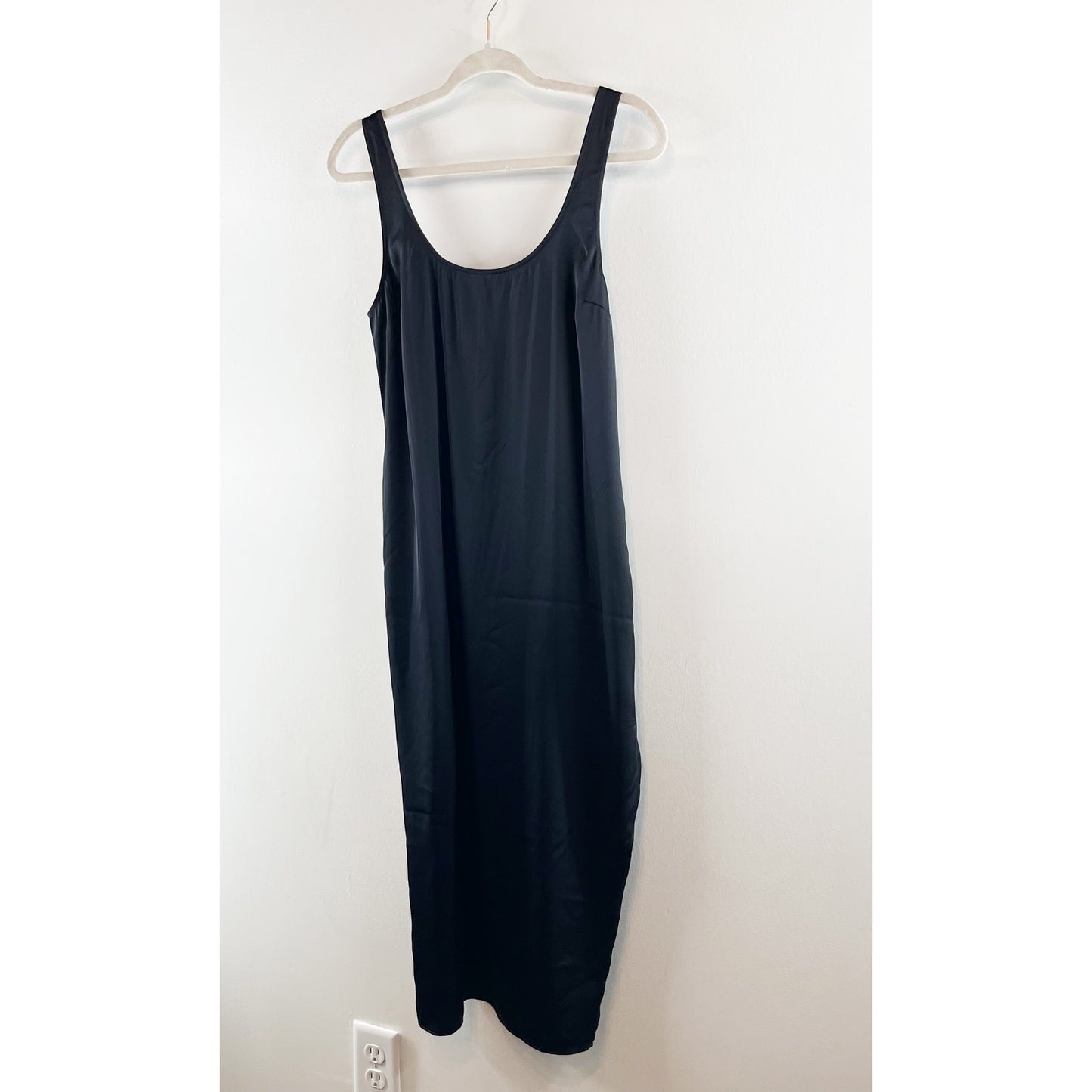 Abercrombie & Fitch Satin Slip Midi Dress Black XS