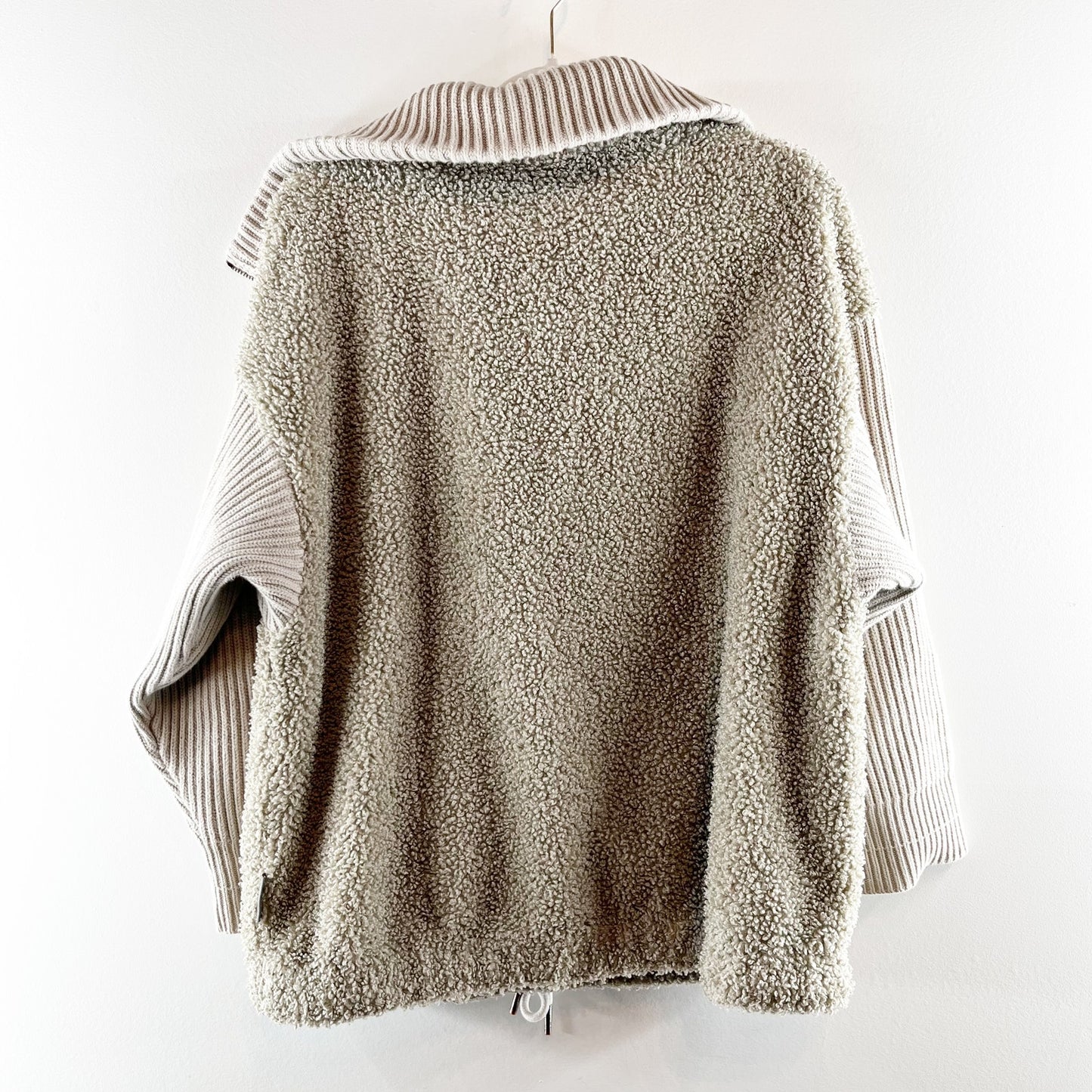 Varley Rogers Sherpa 1/4 Zip Pullover Jacket Sweater Tan Beige Large