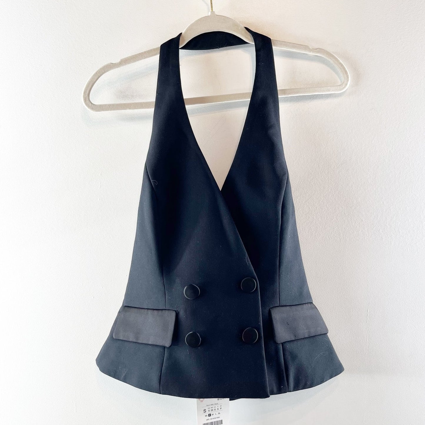ZARA Halter Tuxedo Style Blazer Vest Black Small
