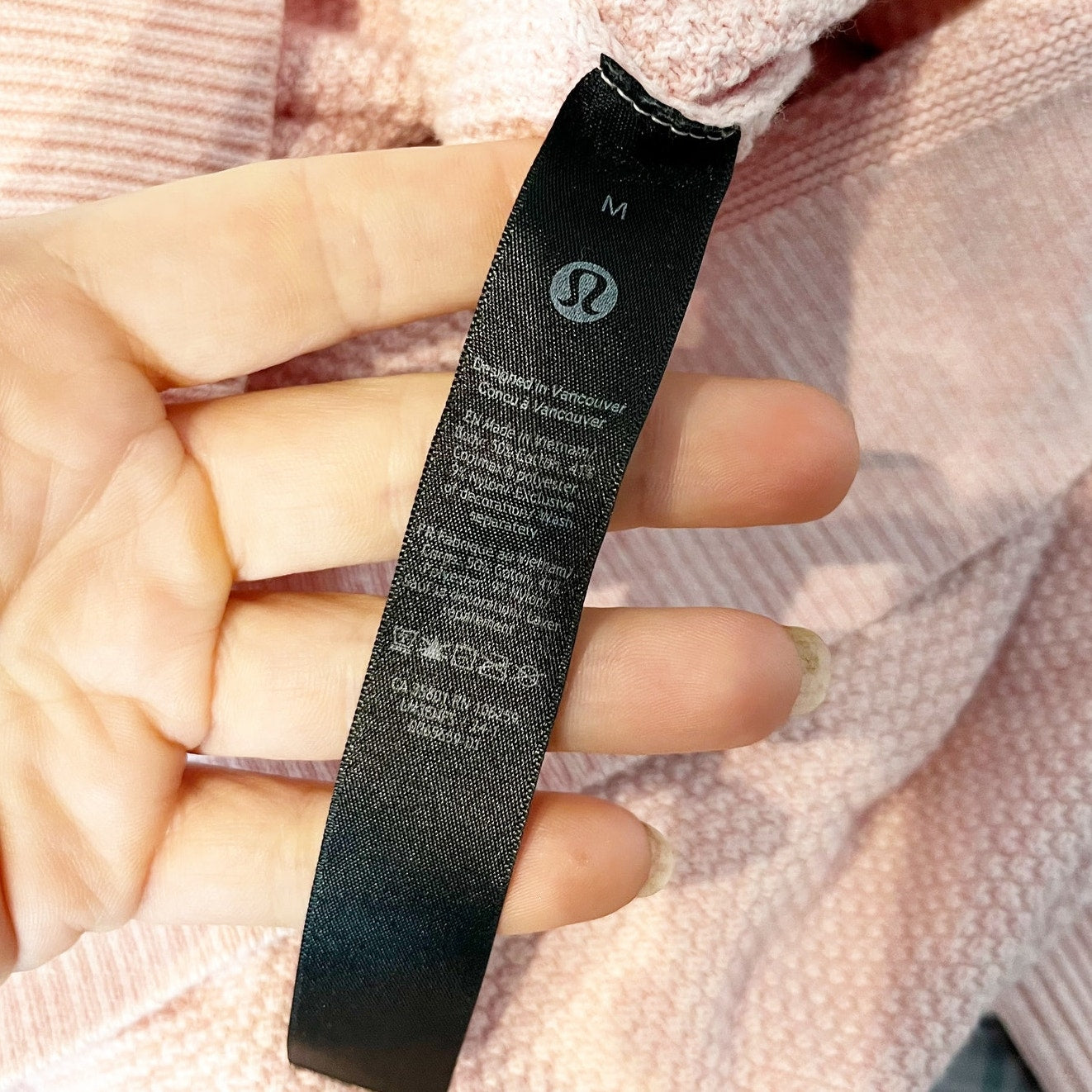 Lululemon Cotton Long Sleeve Crewneck Waffle Knit Sweater Pink Medium