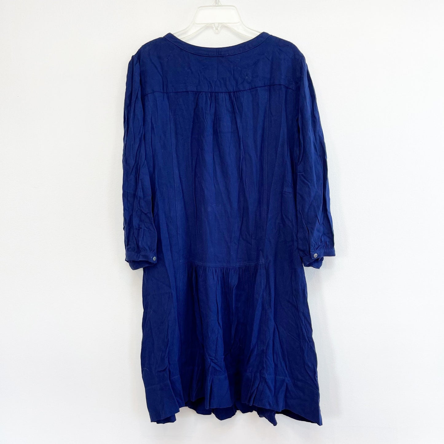 Anthropologie Dubois Pleated Embroidered Tunic Mini Dress Blue 14