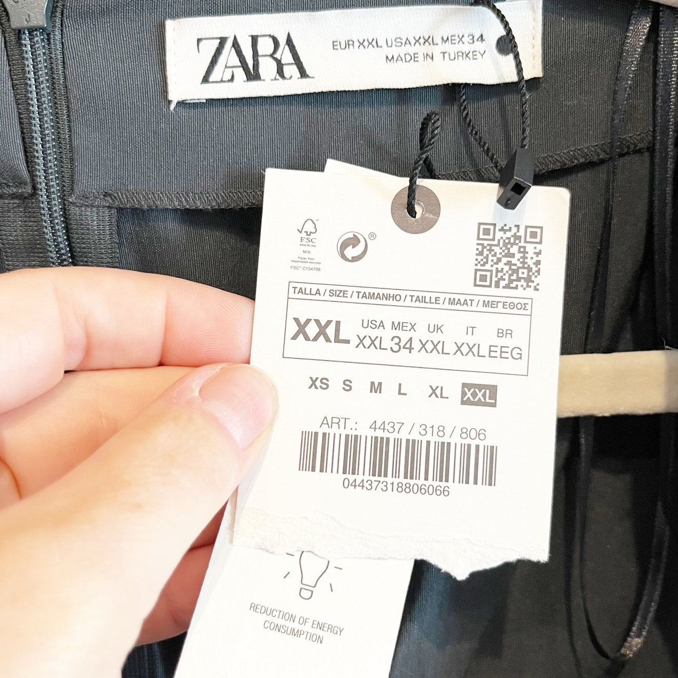 ZARA Square Neck Long Sleeve Ruched Mini Dress Charcoal Gray XXL