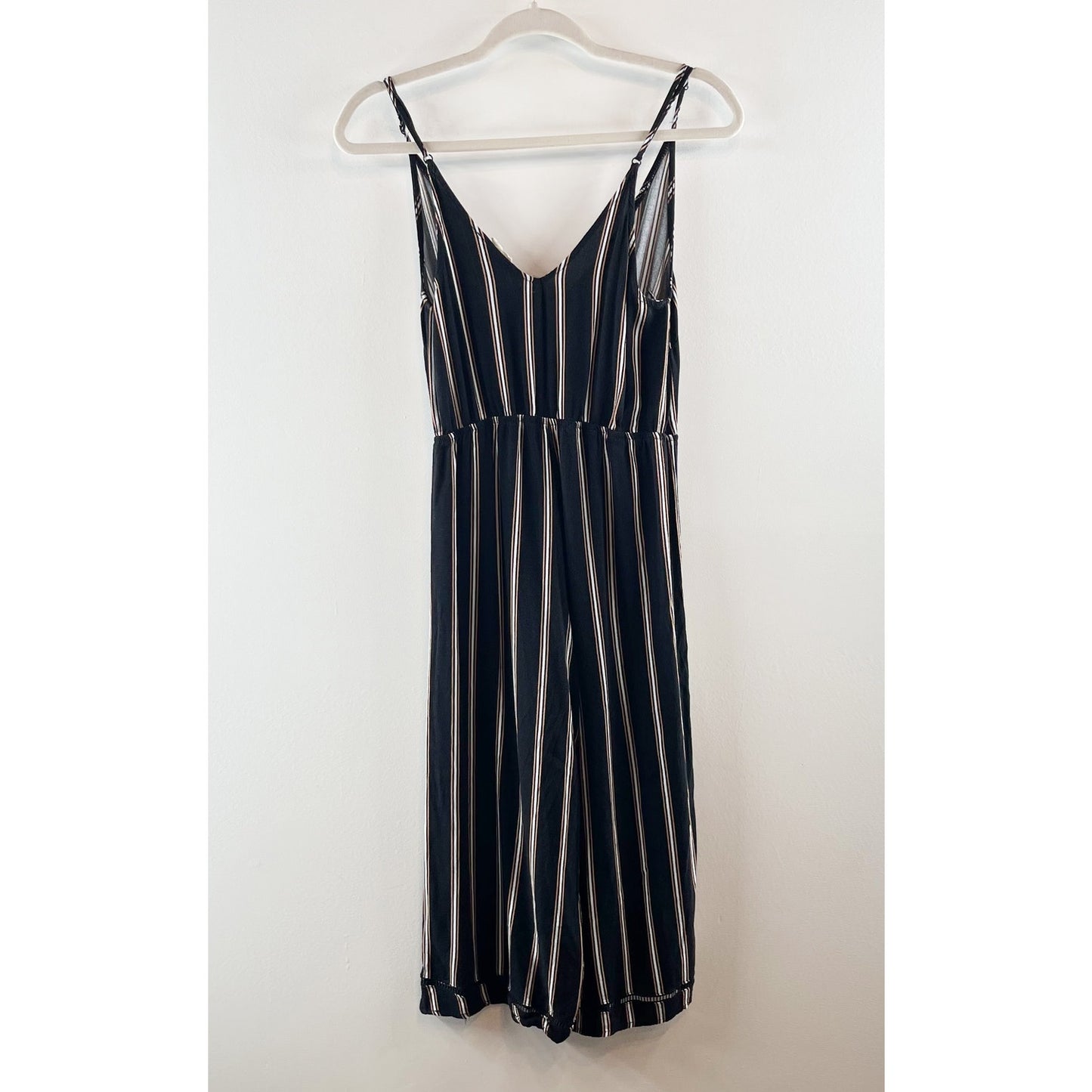 LA Hearts PacSun Striped Tank Cropped Wide Leg Jumpsuit Black XS