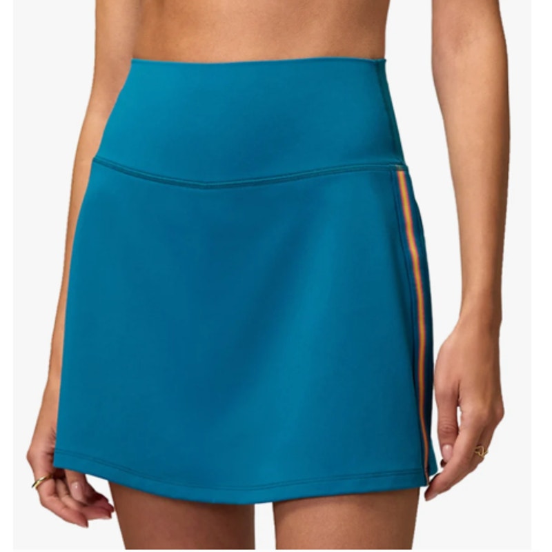Spritual Gangster Nyla Mini Skirt Side Stripe Dark Turquoise Teal Green Small