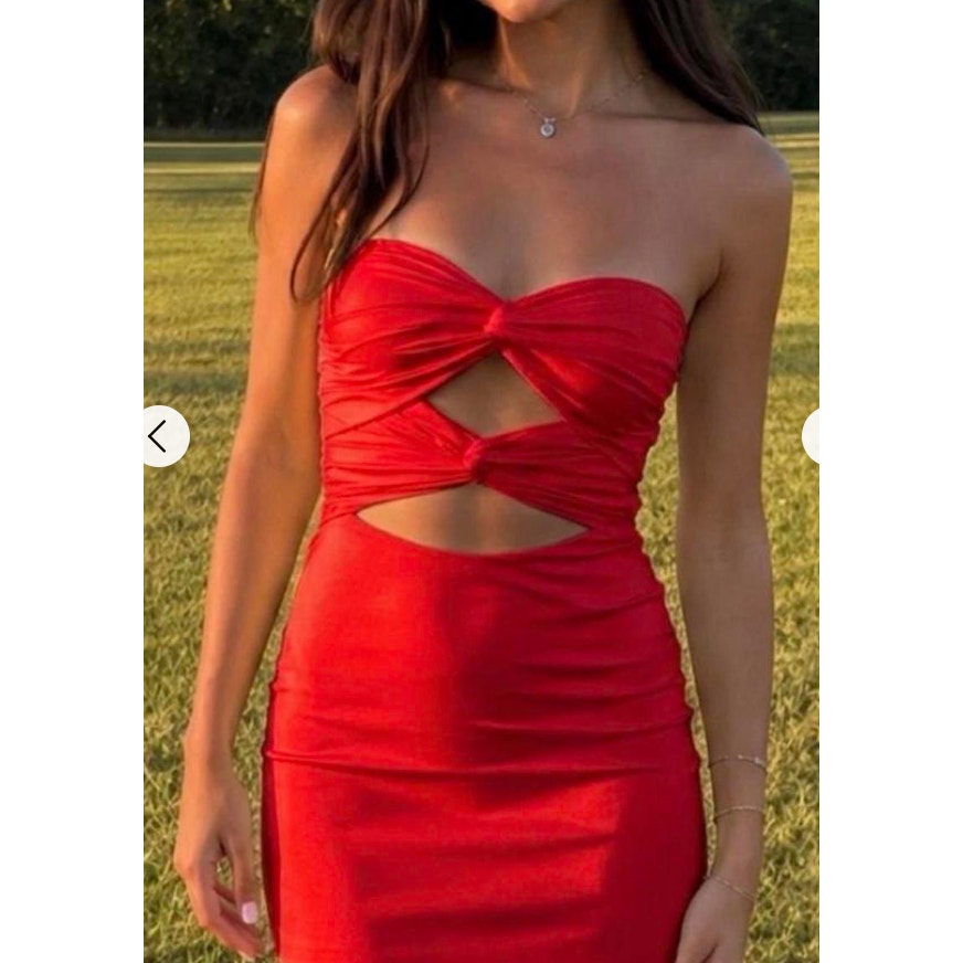 Hello Molly Red Strapless Cutout Mini Dress 8