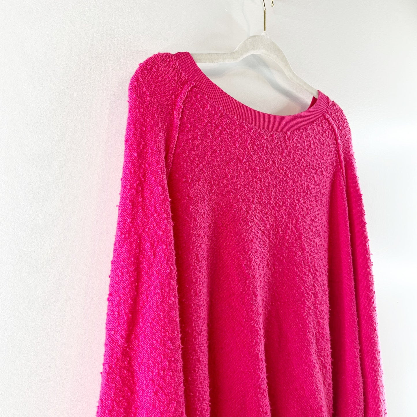 Free People Found My Friend Pullover Popcorn Oversized Sweater Pink Small