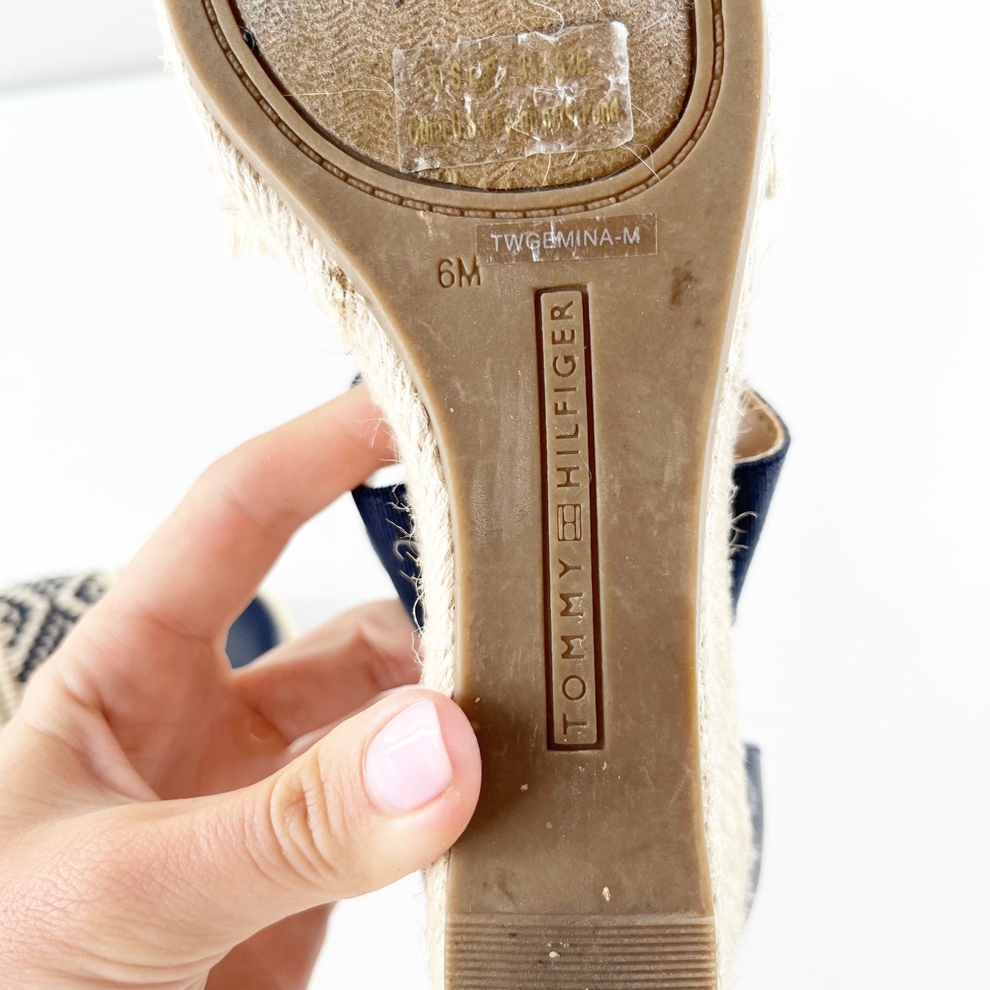 Tommy Hilfiger Yemina Ankle Strap Espadrille Wedge Sandals Navy Blue 6
