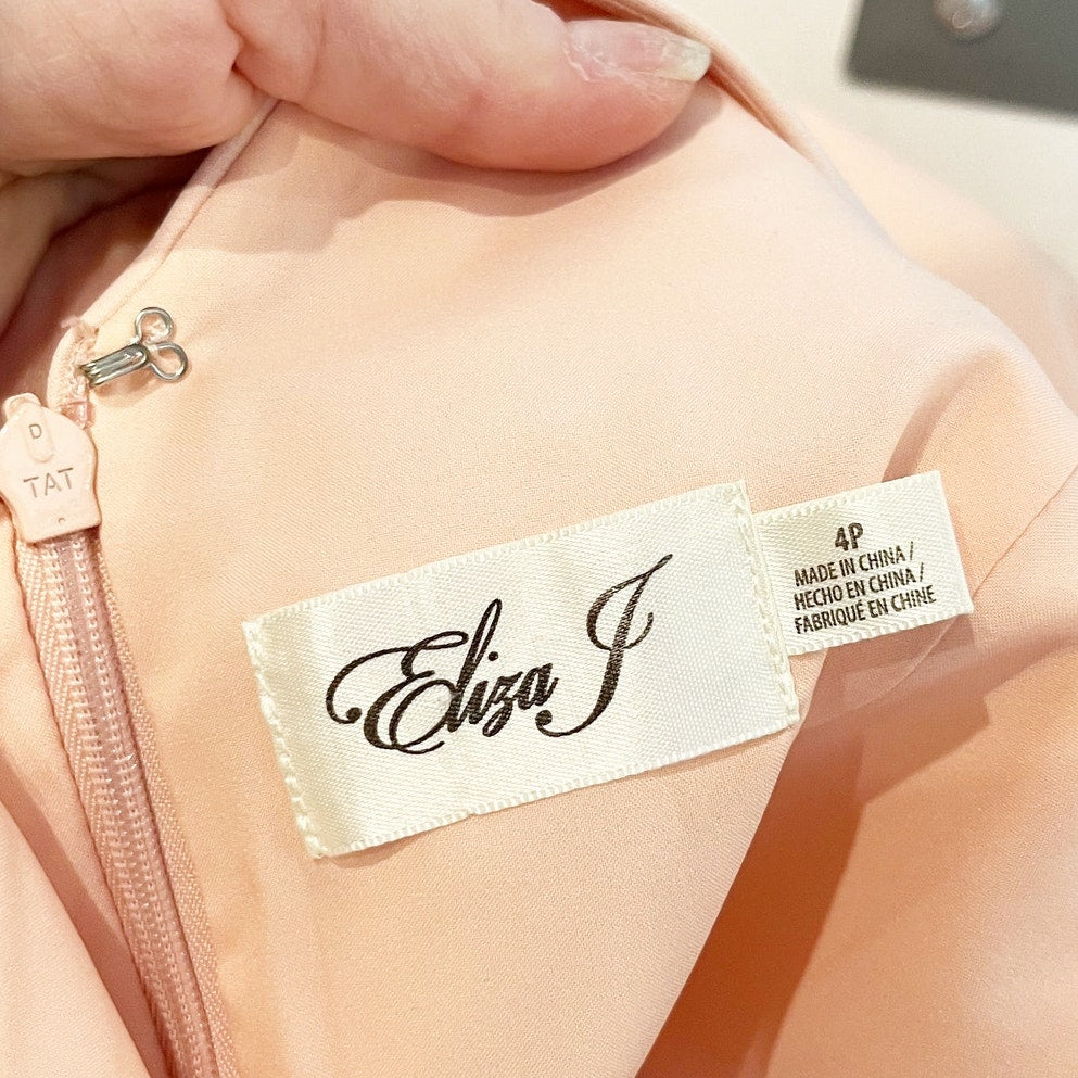 Eliza J Sleeveless Ruffle Front Maxi Gown Dress Blush Pink 4 Petite