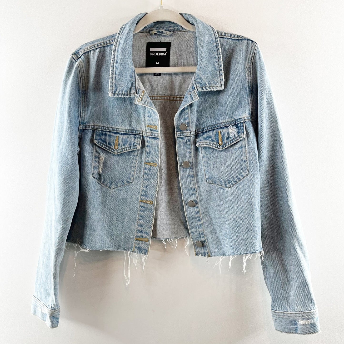Dr. Denim Jeanie Cotton Cropped Denim Jean Jacket Light Retro Ripped Medium