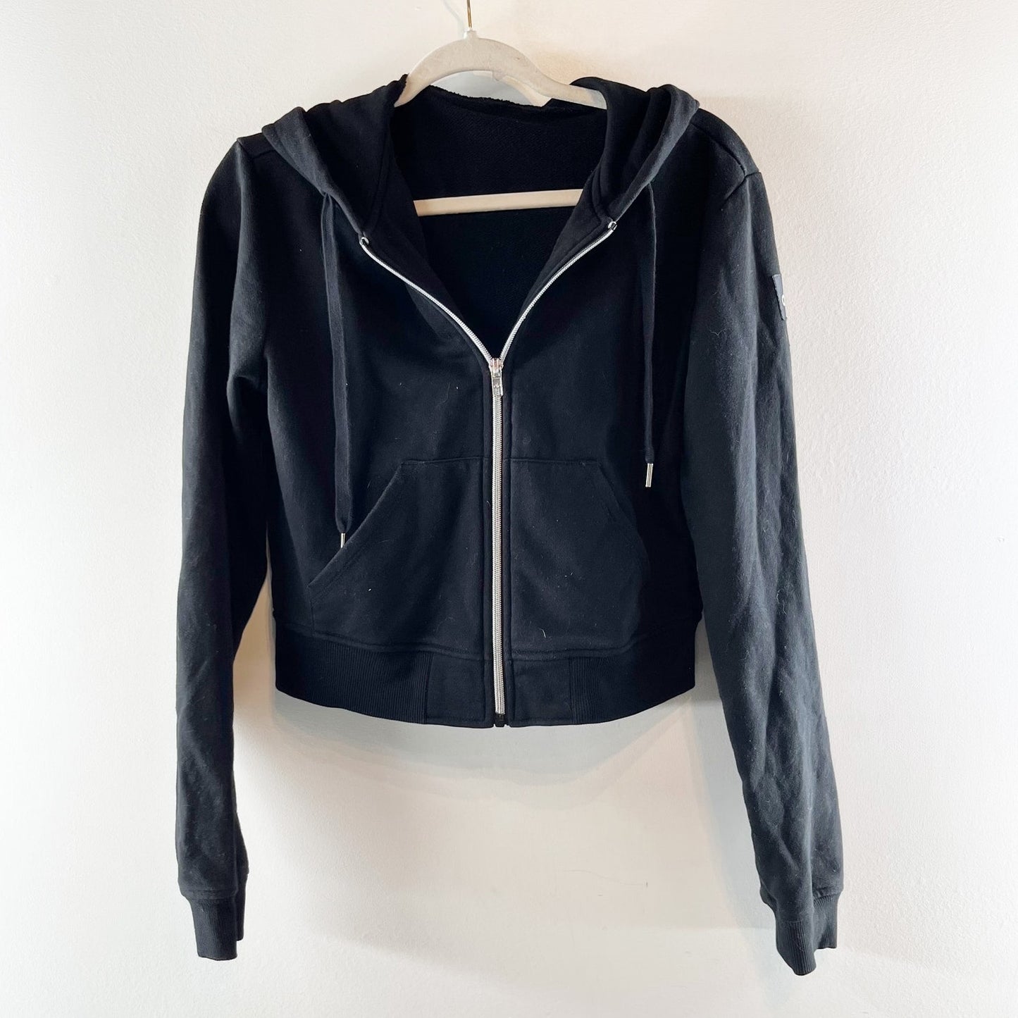 Alo Yoga Long Sleeve Routine Full Zip Cropped Hoodie Sweatshirt Black Small