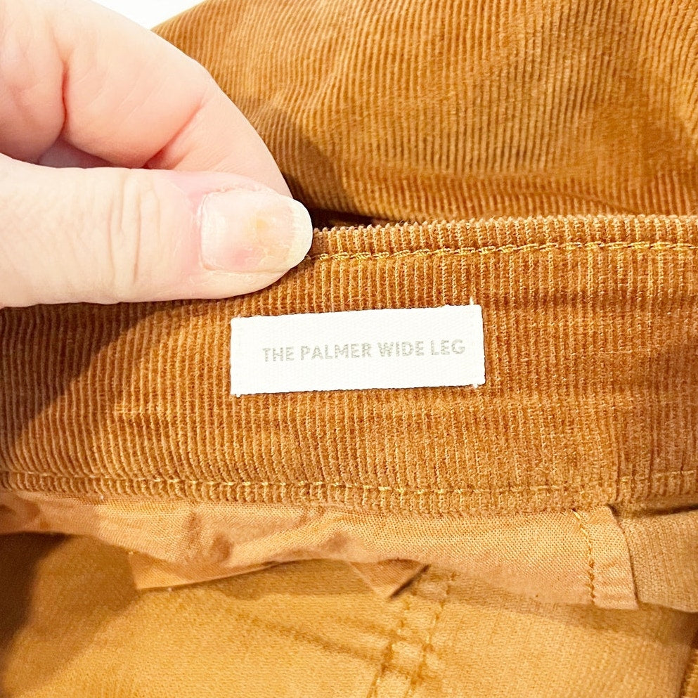LOFT Palmer High Rise Wide Leg Pants in Brushed Corduroy Brown 14