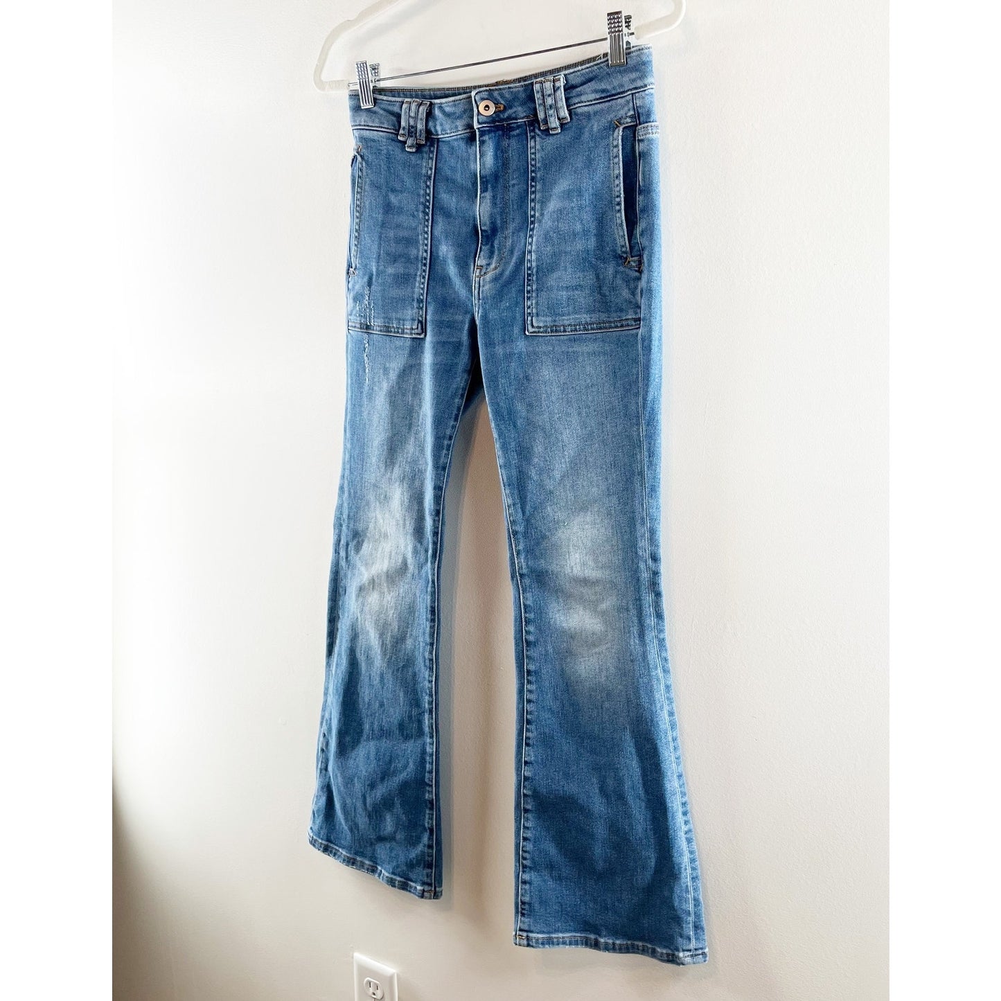 Pilcro The Icon Flare High Rise Jeans Blue 28 Petite