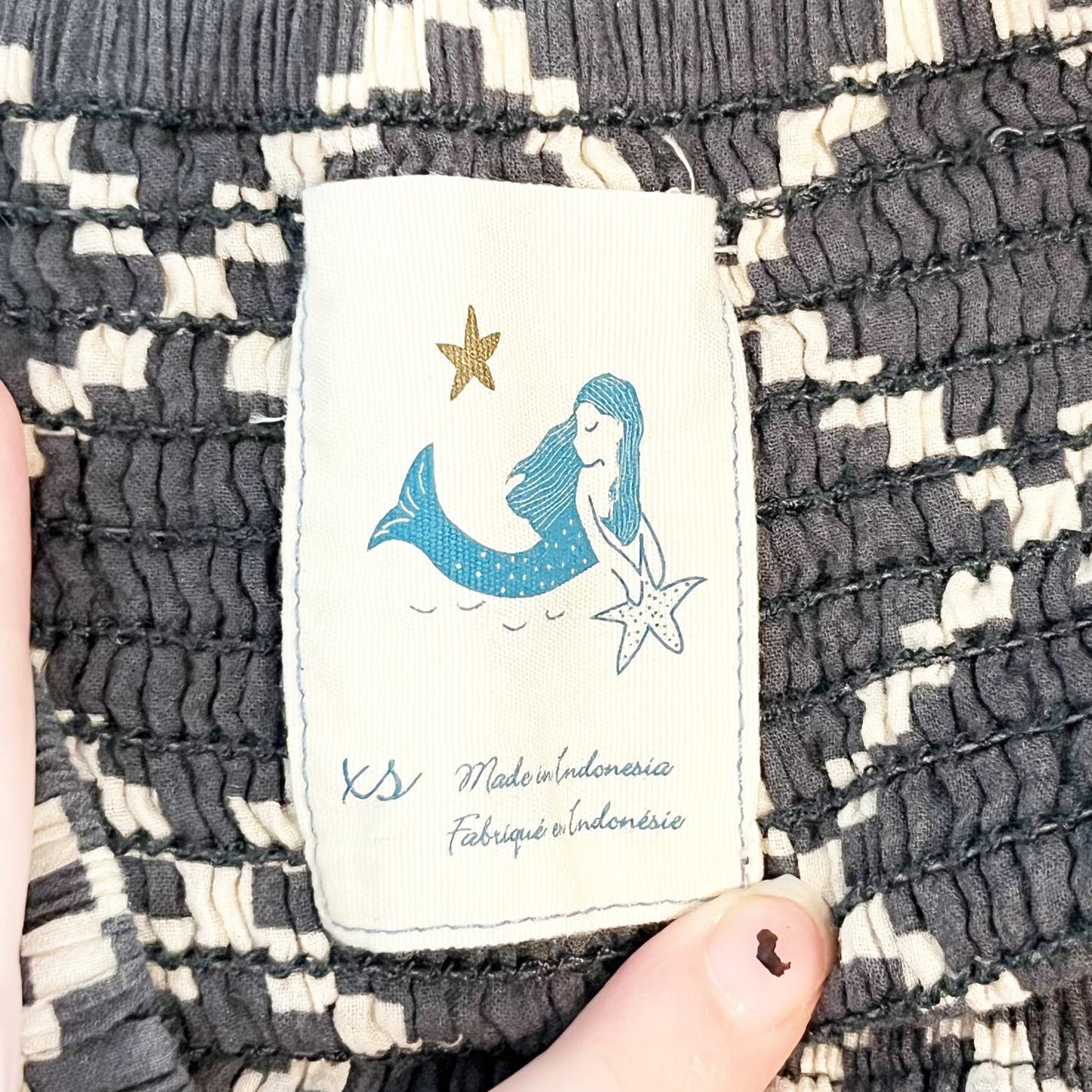 Anthropologie Mermaid Beach Smocked Top Maxi Dress Blue Diamond Design XS