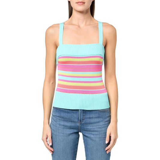 Trina Turk Marina Striped Sleeveess Cami Tank Top Blue Multi Medium