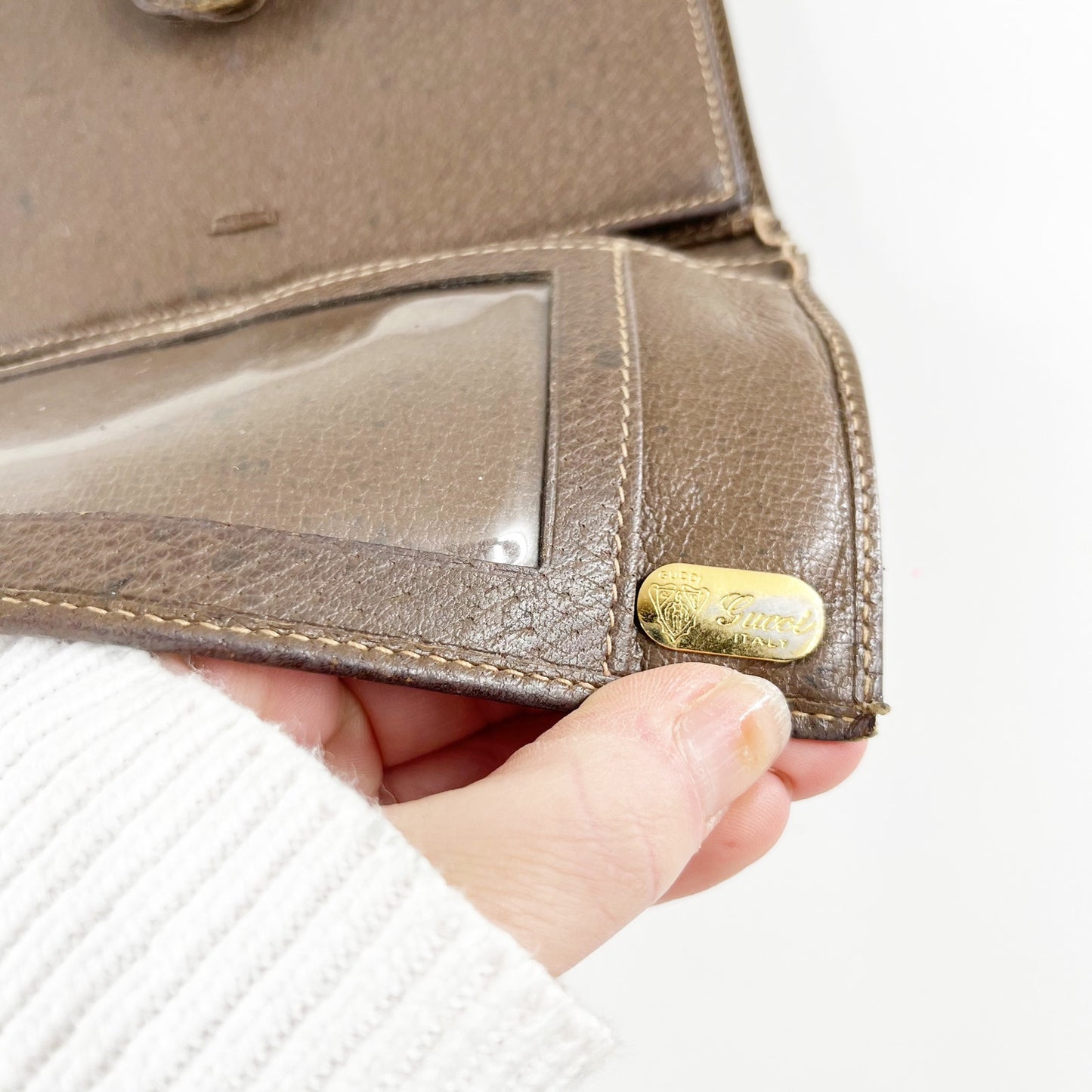 Gucci Vintage GG Supreme Web Long Trifold Wallet French Purse Brown