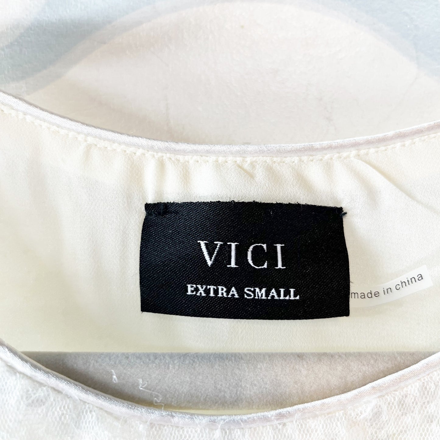 Vici Dance My Way Tonal Sequin Cropped Boxy Tank Top Cream XS