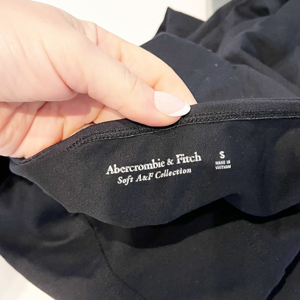 Abercrombie & Fitch Square Neck Seamed Long Sleeve Bodysuit Black Small
