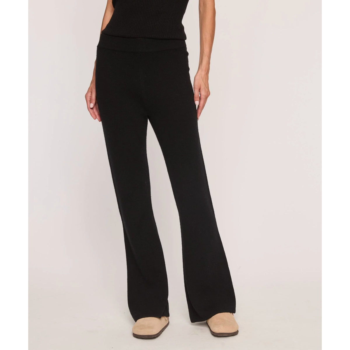 The Cashmere Project Pull on 100% Cashmere Flare Pants Black Large