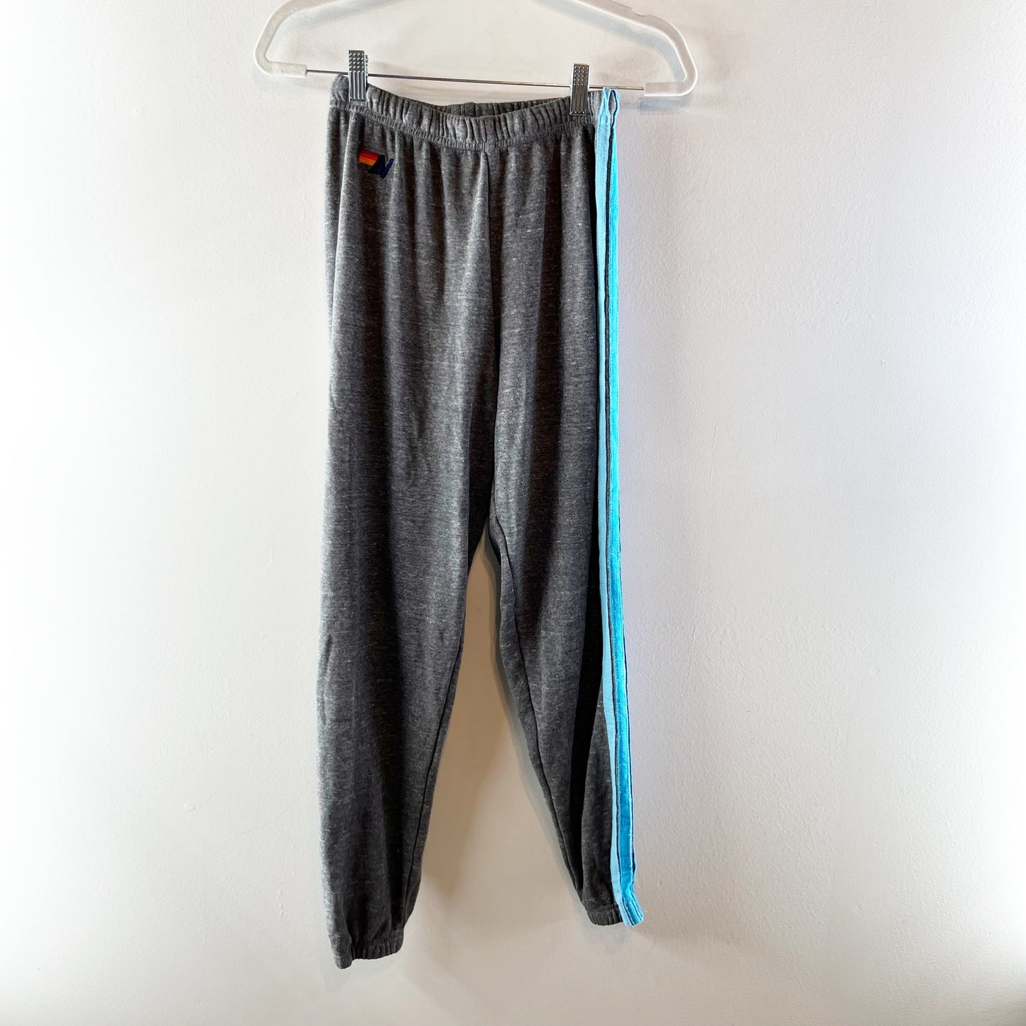 Aviator Nation 5-Stripe Pull On Loungewear Sweatpants Heather Grey Blue XS