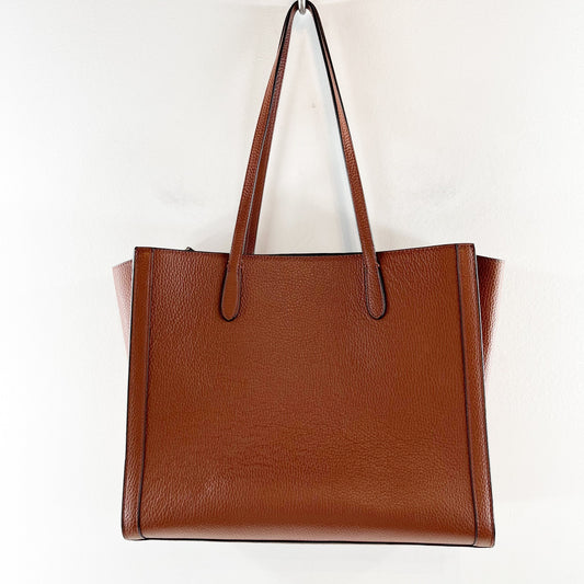 Banana Republic Large Leather Rectangle Structured Tote Bag Brown