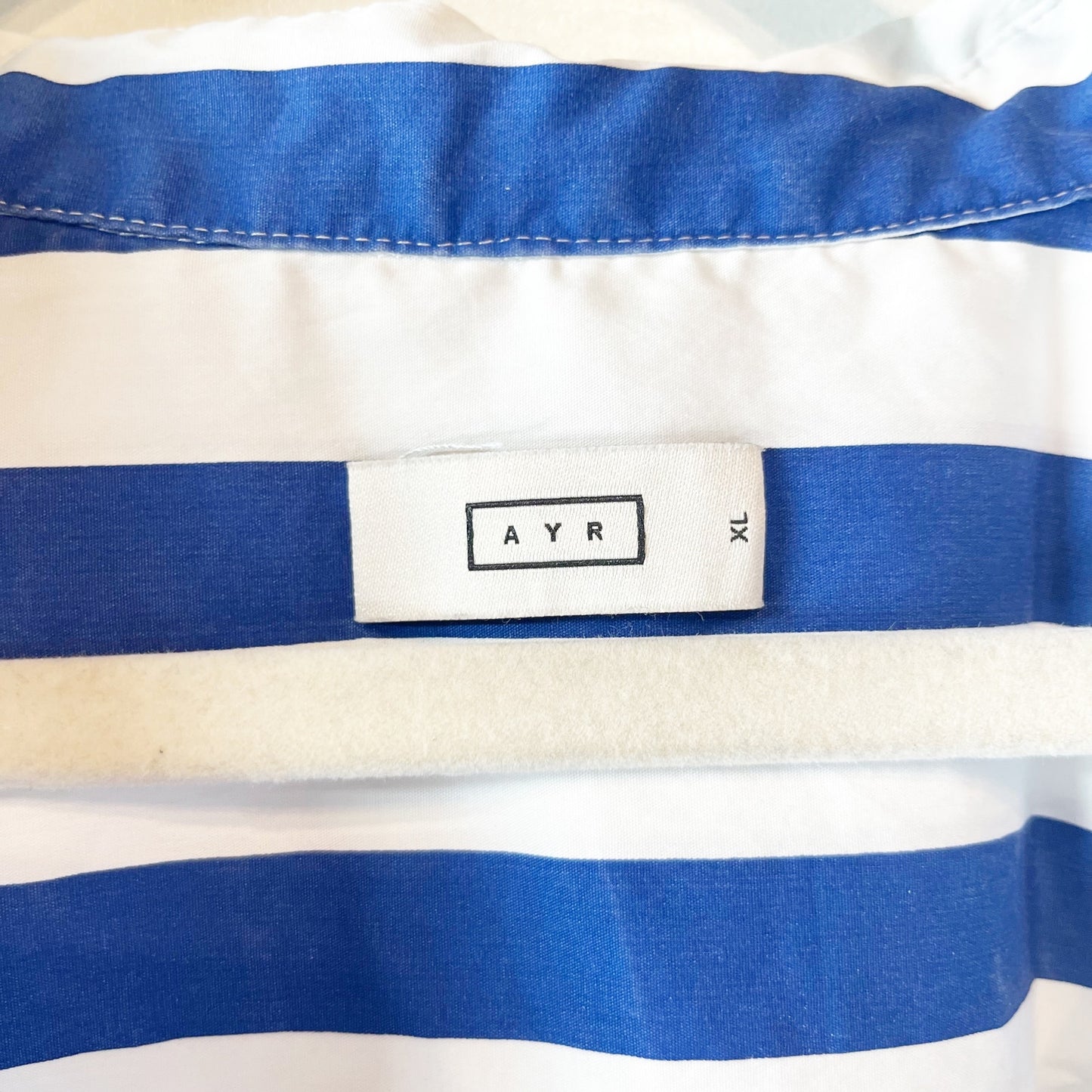 AYR The Deep End Button Down Shirt Marais Blue Regatta Stripes XL
