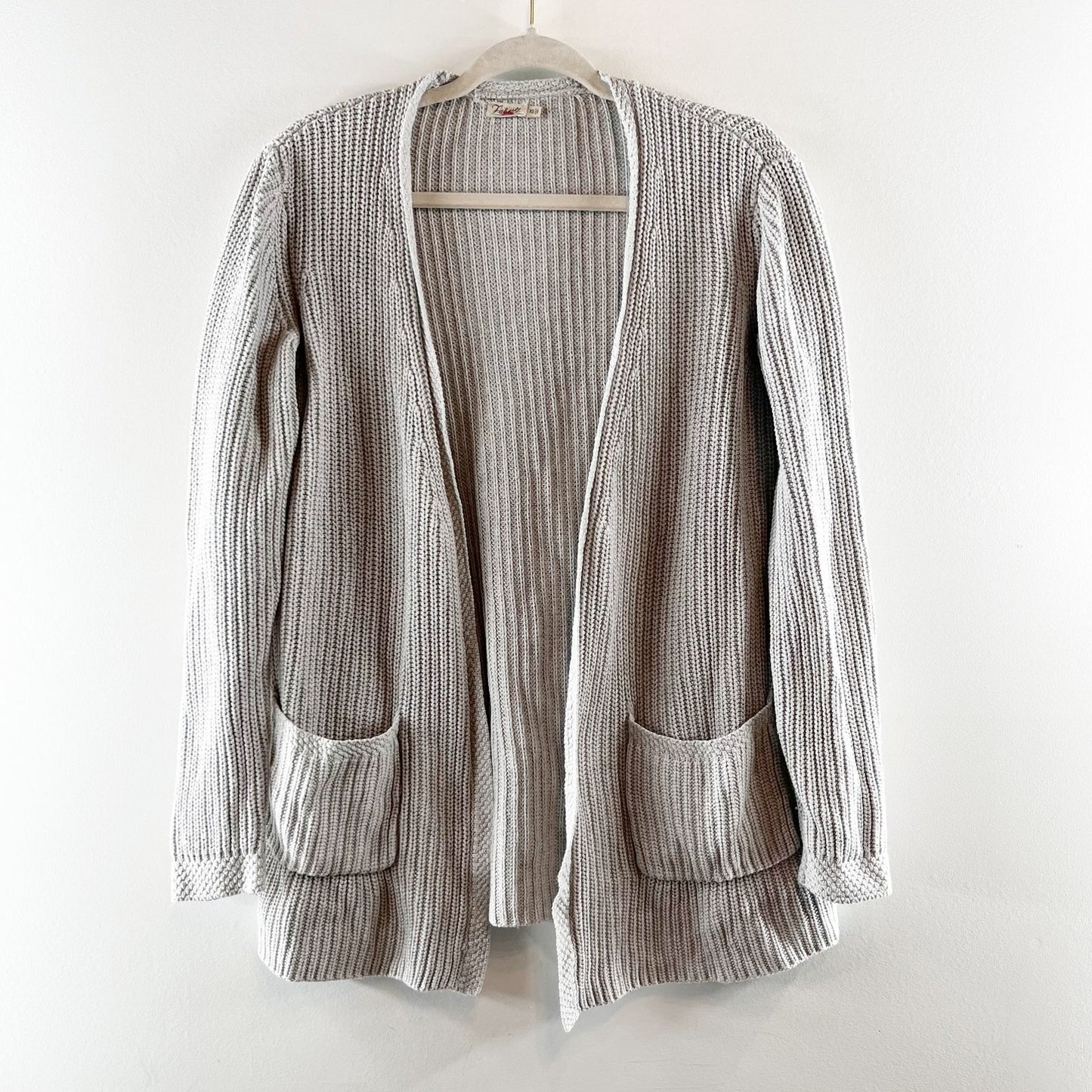 Faherty Cotton-Cashmere Long Sleeve Open Front Lumi Cardigan Sweater Gray XS