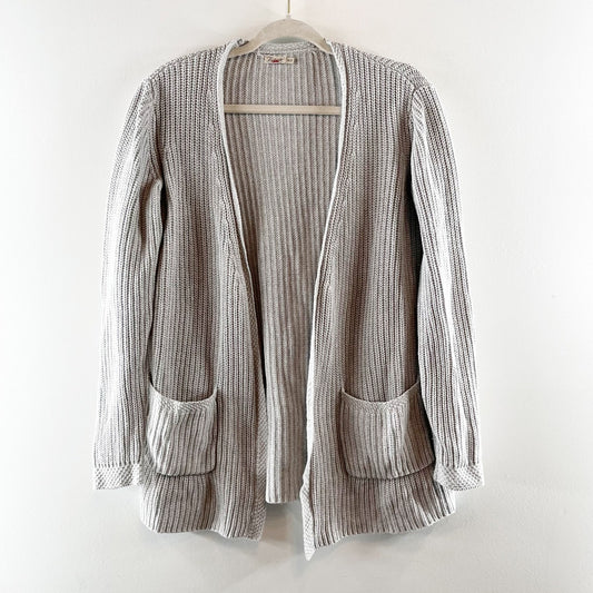 Faherty Cotton-Cashmere Long Sleeve Open Front Lumi Cardigan Sweater Gray XS