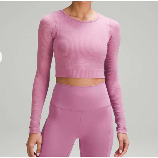 Lululemon Ebb to Street Long Sleeve Cropped Shirt Velvet Dust Purple Pink 10