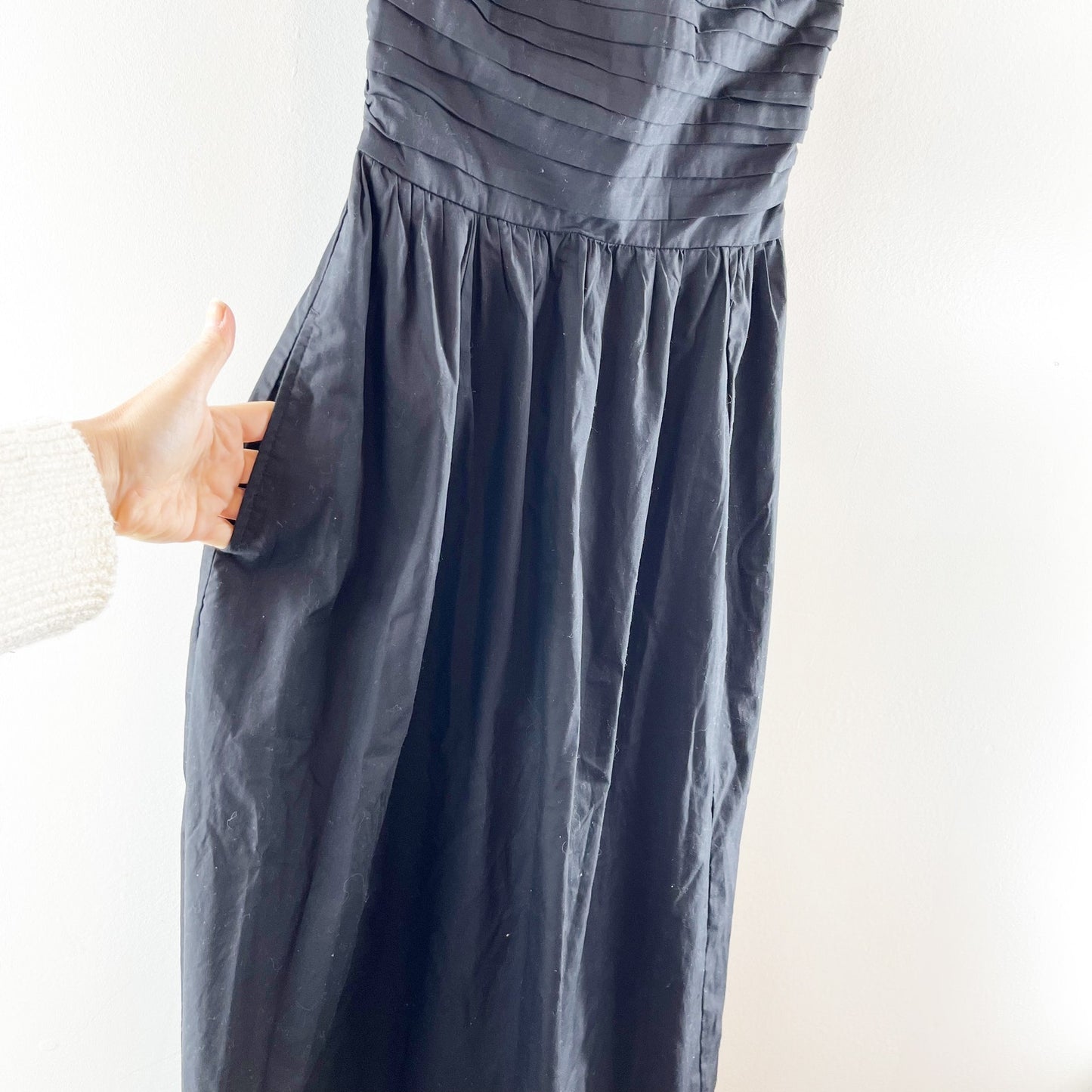 Abercrombie Strapless Emerson Poplin Midi Dress Black Small Tall