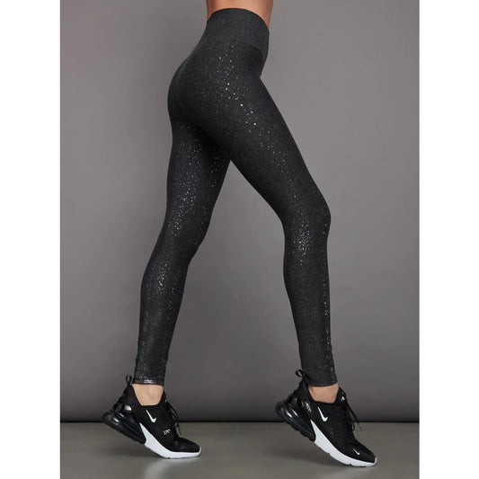 Carbon38 High Rise Foil Leggings in Melt Heather Gray Medium