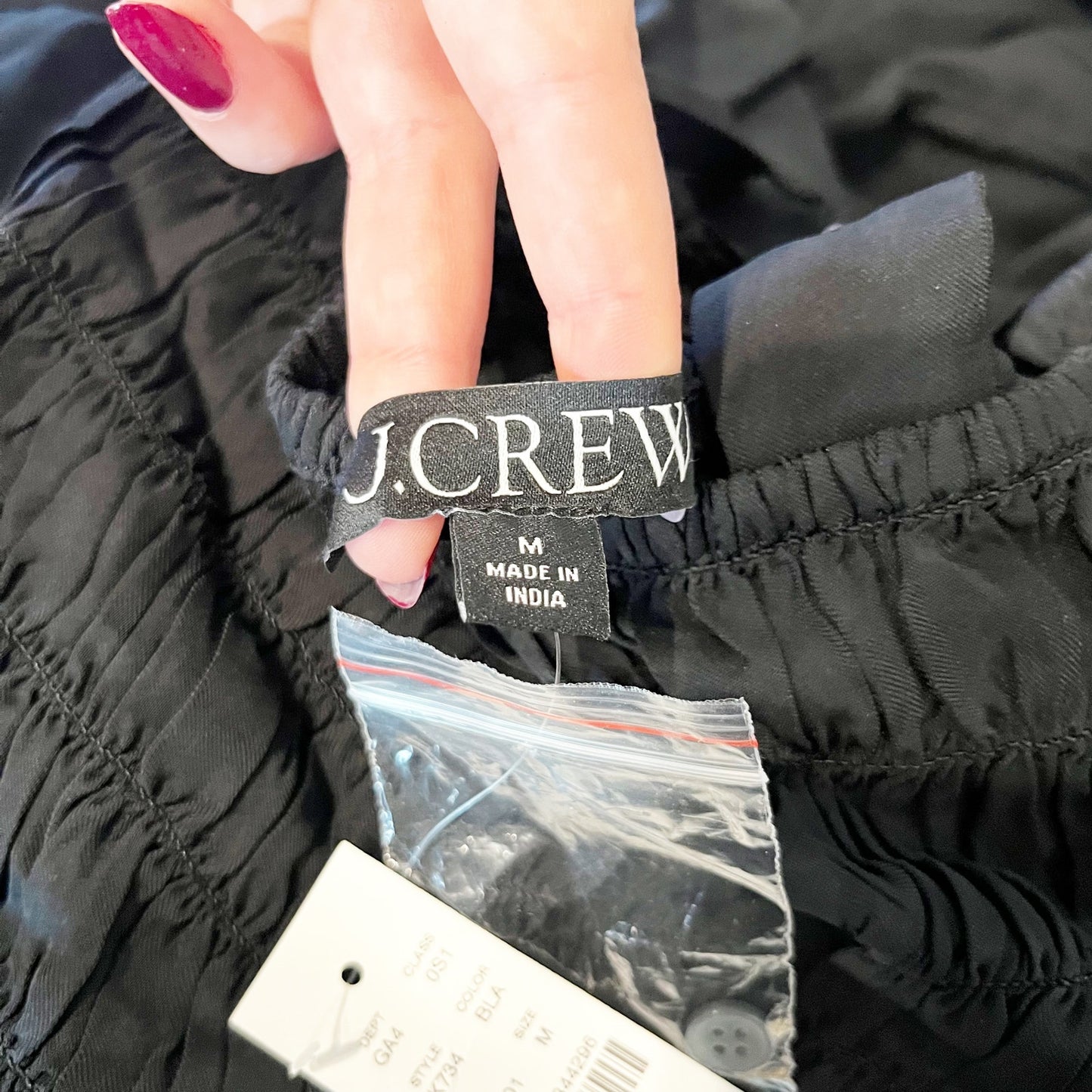 J. Crew Sleeveless Square Neck Smocked Midi Dress Black Medium