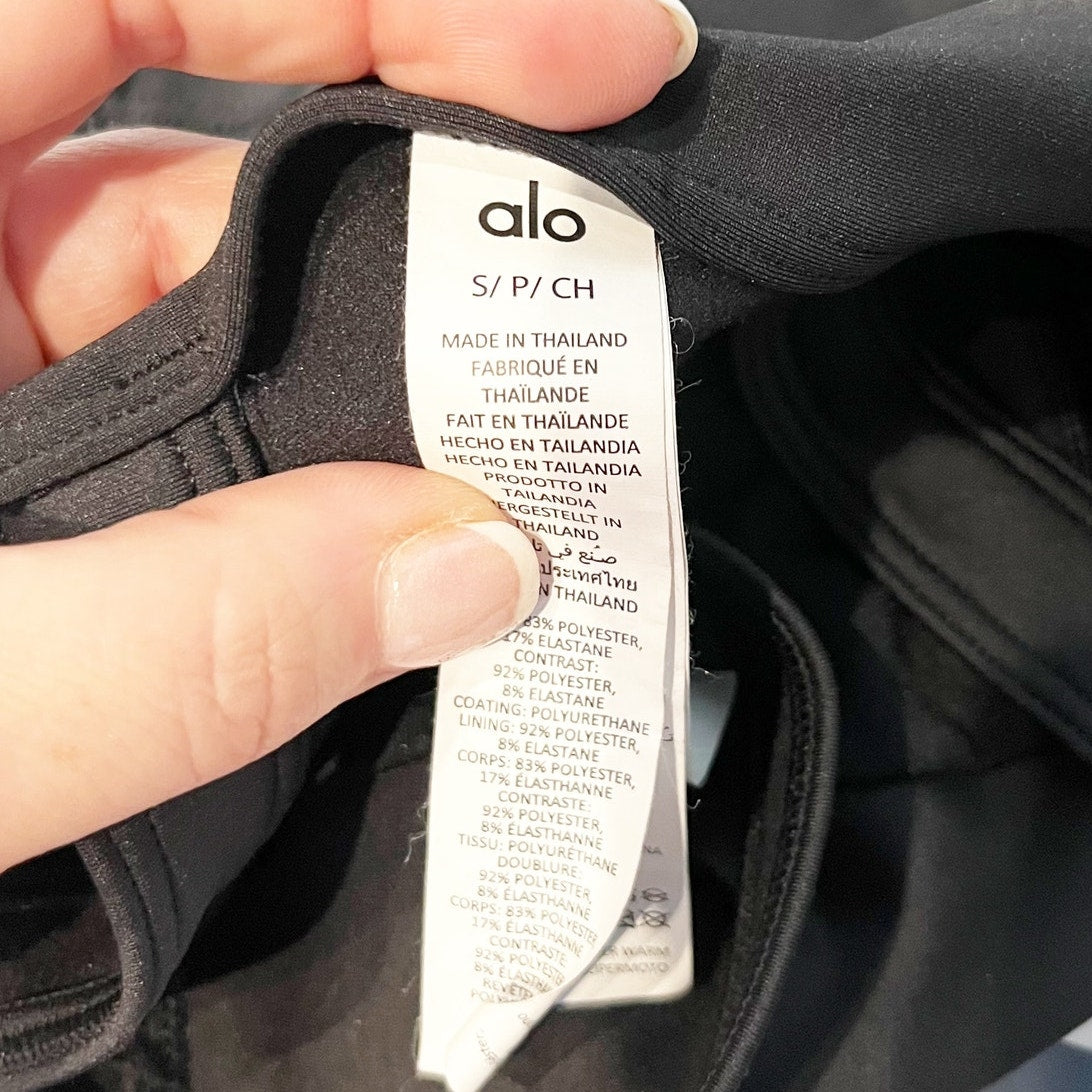 Alo Airlift Winter Warm Cropped Supermoto Tank Top Black Small