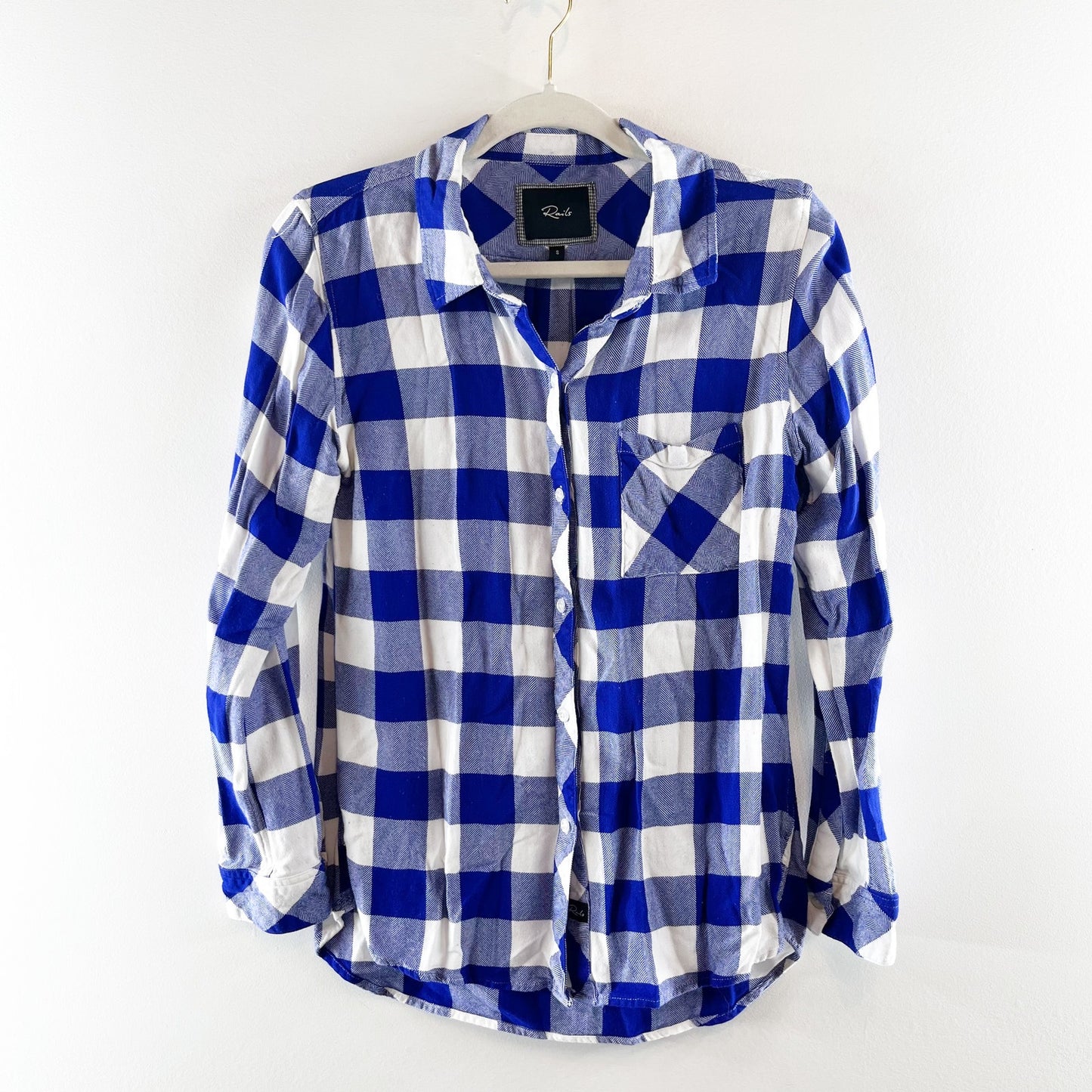Rails Hunter Button Down Long Sleeve Buffalo Check Plaid Shirt Blue White Small