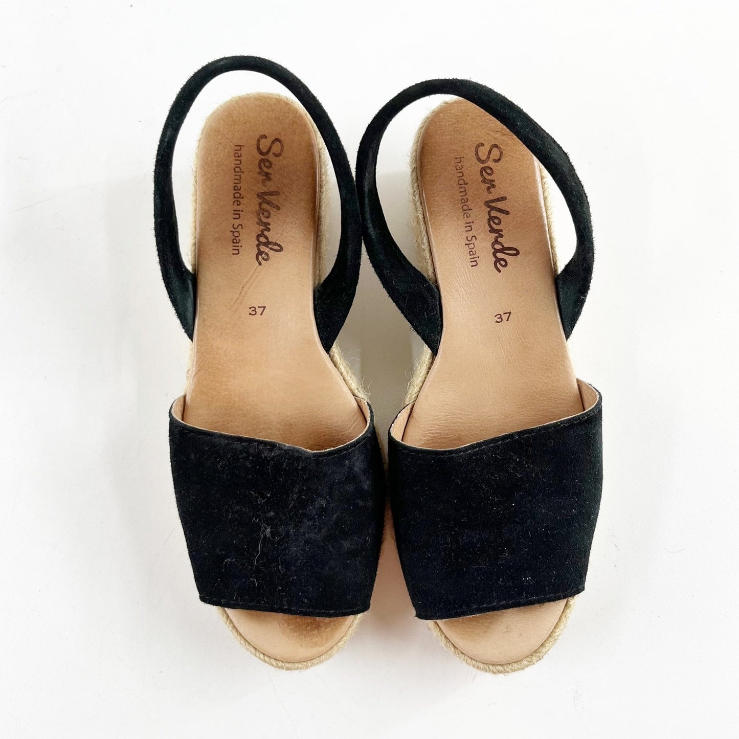 Ser Verde Peep Toe Slingback Espadrille Sandals Black 37 / US 6.5