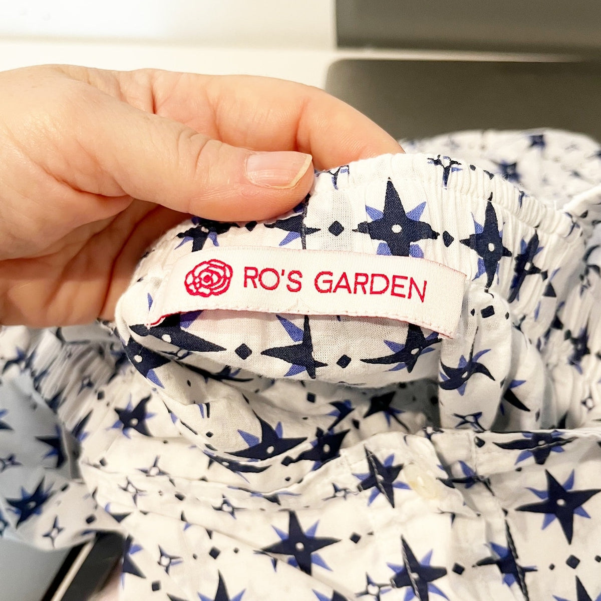 Ros Garden Tuckernuck Elbow Length Square Neck Puff Sleeve Printed Top White XS