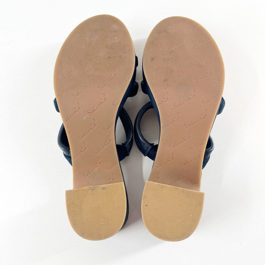 Splendid Ted Strappy Block Heel Cork Sandals Heels Navy Blue 8