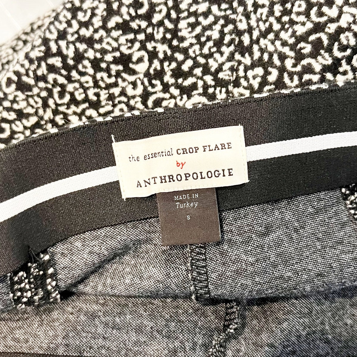 Anthropologie The Essential Leopard Cropped Flare Trousers Black White Small