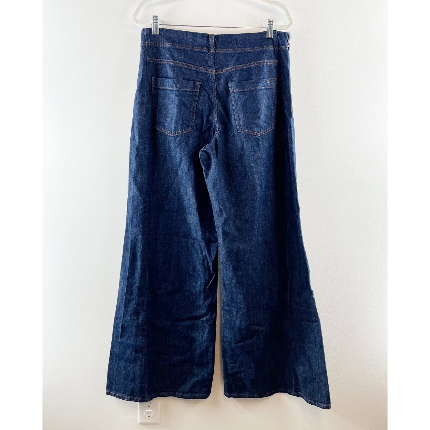Pilcro Anthropologie Adi Mid Rise Wide Leg Flare Jeans Dark Wash Blue 29 Tall