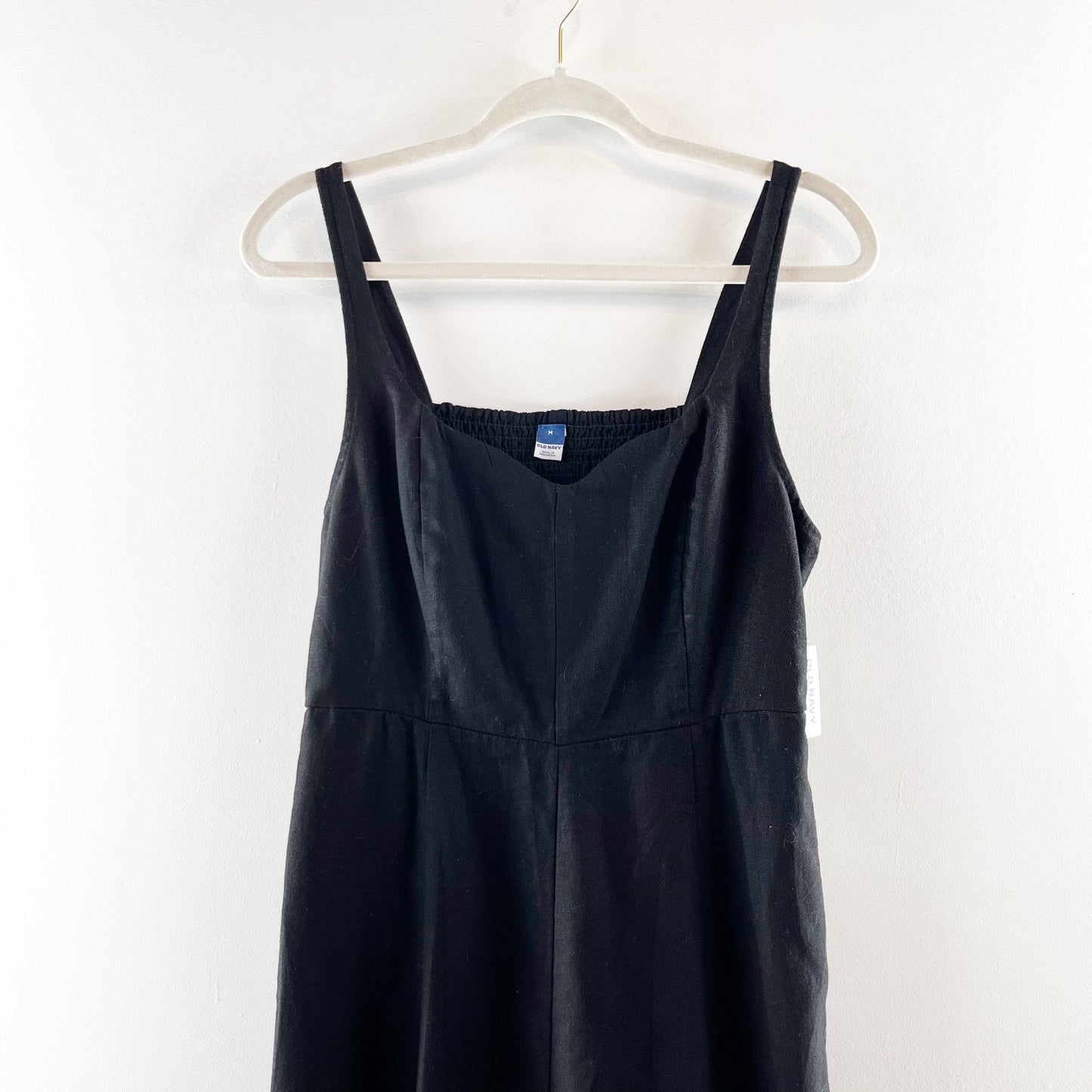 Old Navy Sweetheart Neckline Linen Blend Midi Dress Black Medium