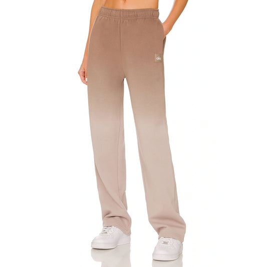 Alo High Rise Straight Leg Ombre Sweatpants in Gravel Sandstorm Brown XS