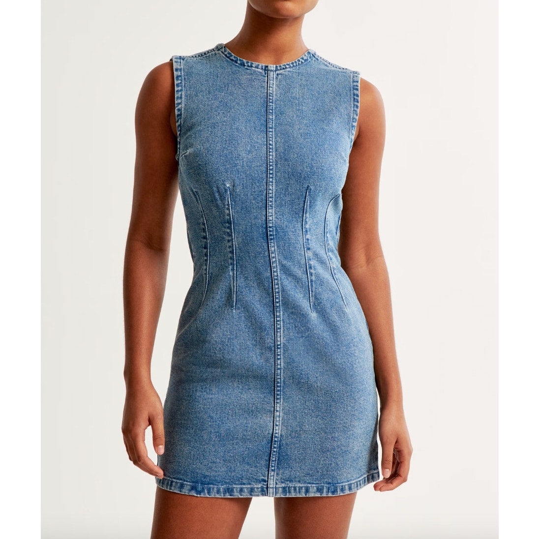 Abercrombie & Fitch Sleeveless Shell Denim Mini Shift Dress Blue Small