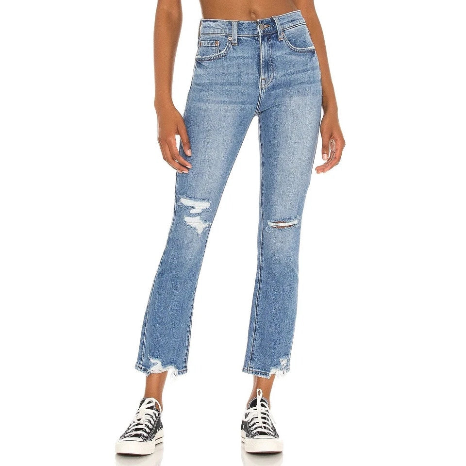 Pistola Lennon High Rise Distressed Crop Bootcut Jeans Medium Wash 26