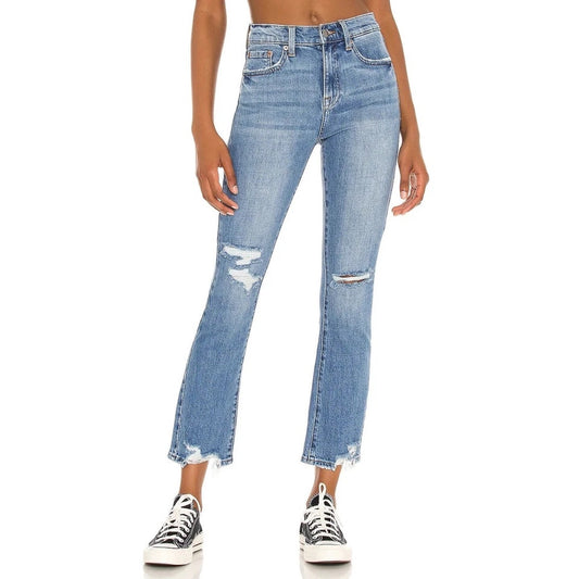 Pistola Lennon High Rise Distressed Crop Bootcut Jeans Medium Wash 26