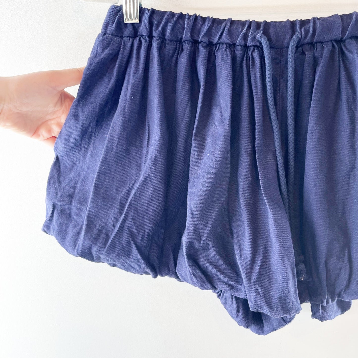 Maeve Anthropologie Linen Blend Cabana Bloomer Bubble Hem Shorts Navy Blue Small