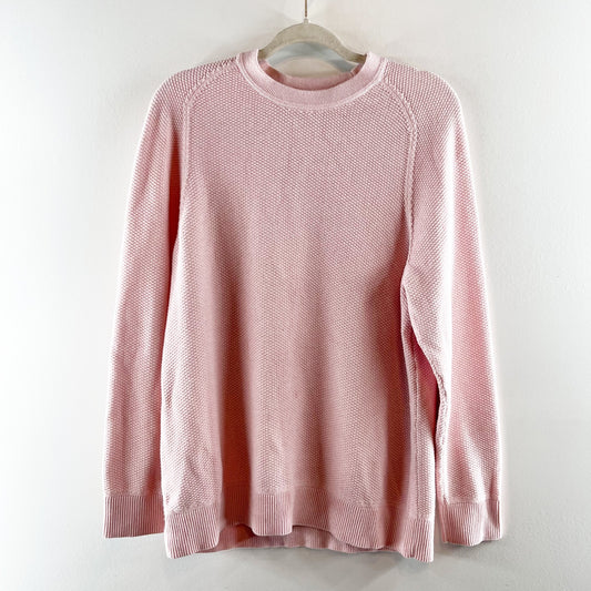 Lululemon Cotton Long Sleeve Crewneck Waffle Knit Sweater Pink Medium